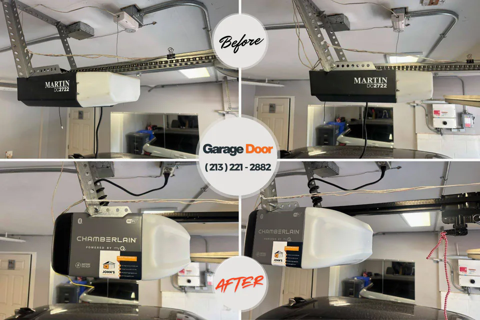 Before and after: garage door repair Central Gardens, TX